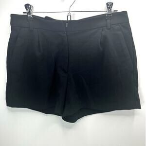 Loft High Rise 4" Dressy Pleated Front Short Black Women 6 Pockets